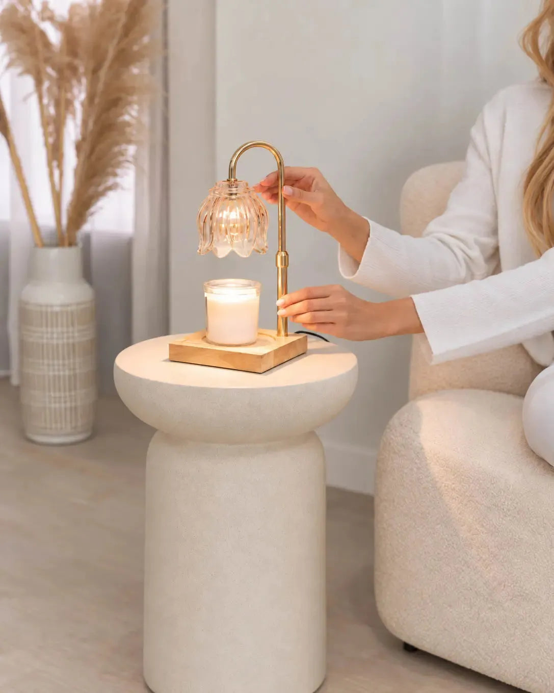 Lampara calientas velas beige